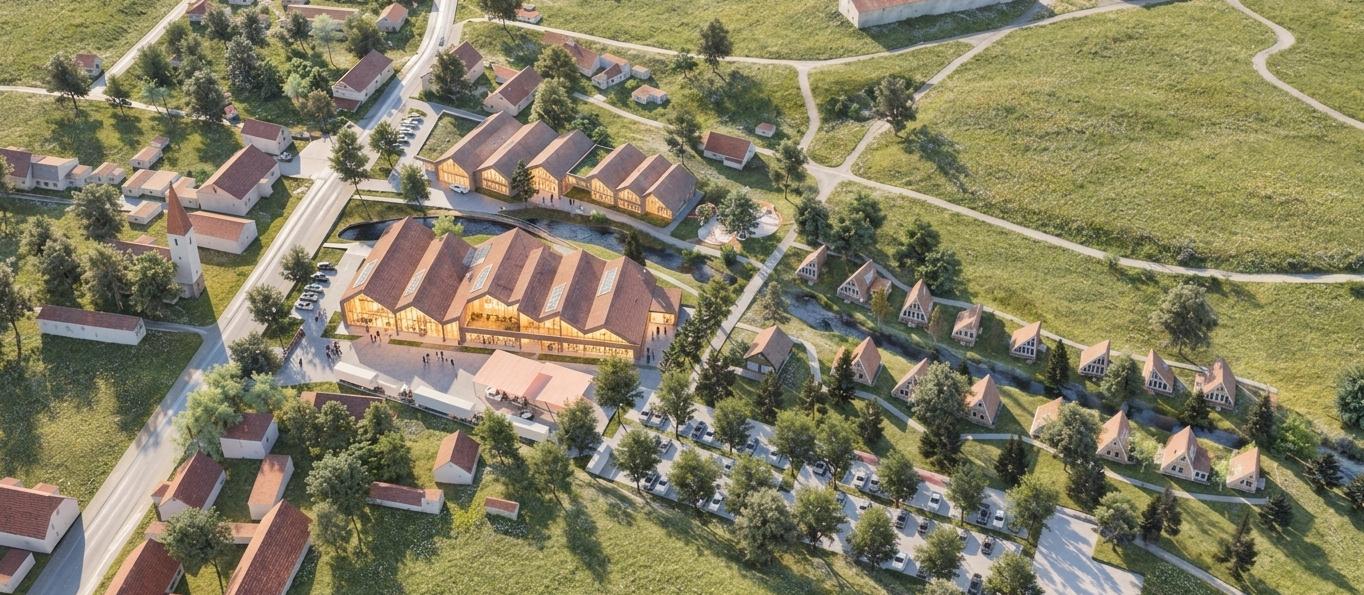 Visualisierung der Neuen Dorfmitte Belling aus der Vogelperspektive